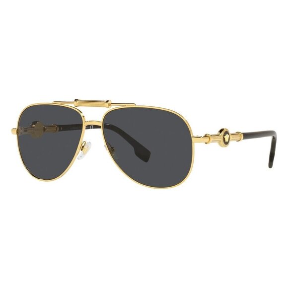 New VERSACE Gold Aviator VE2236 100287 Sunglasses Women - Picture 1 of 4